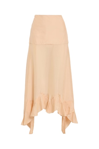 Asymmetrische Zijde Rok Hoge Taille - Perzikkleurig