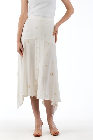 Asymmetrische Midi-rok - Wit