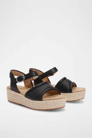 Leren Platform Sandalen - Zwart