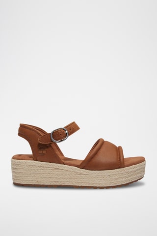 Leren Platform Sandalen - Bruin