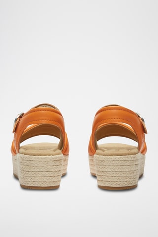 Leren Platform Sandalen - Oranje