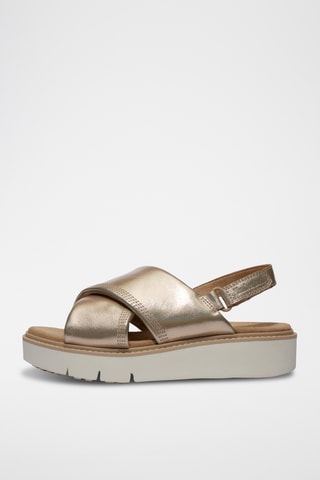 Leren Platform Sandalen - Goudkleurig