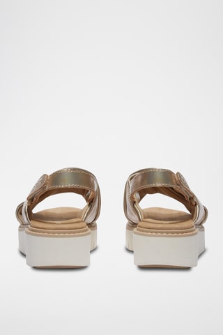 Leren Platform Sandalen - Goudkleurig