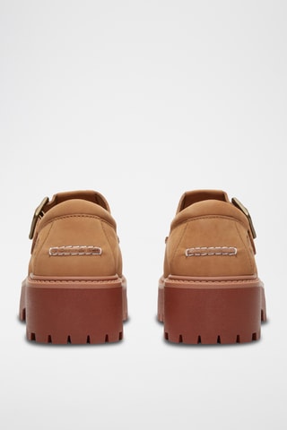 Leren Platform Derby’s - Beige