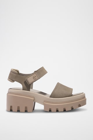 Leren Sandalen met Hak - Taupe