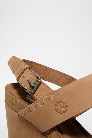 Nubuck Sandalen met Sleehak Beige