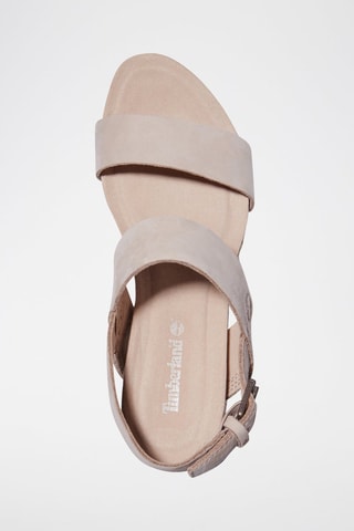 Leren Sandalen met Sleehak Beige