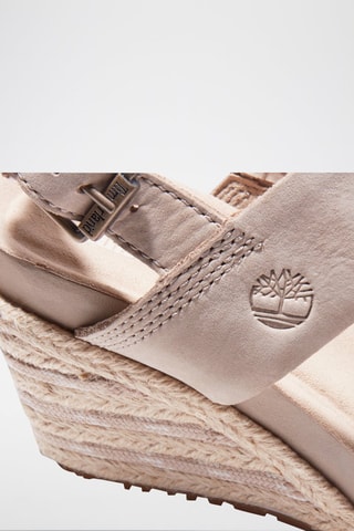 Leren Sandalen met Sleehak Beige