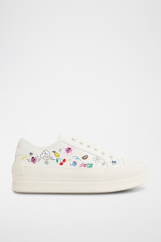 Baskets plateformes Rayes - Blanc