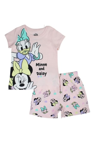 T-shirt en Short Minnie en Katrien Disney - Poederroze - Wit, blauw, zwart en roze
