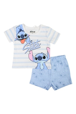 T-shirt en Short Stitch Lilo en Stitch Disney - Blauw en Wit - Wit, blauw, oranje en roze