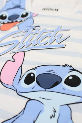 T-shirt en Short Stitch Lilo en Stitch Disney - Blauw en Wit - Wit, blauw, oranje en roze