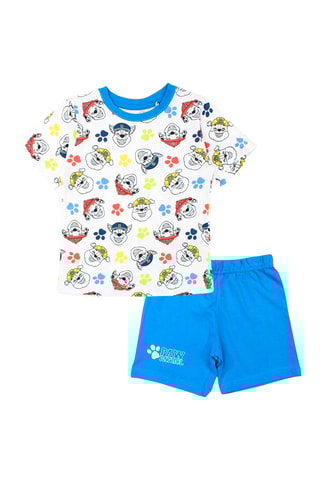 T-shirt en Short Chase, Ruben en Marcus Paw Patrol - Blauw en Wit - Wit