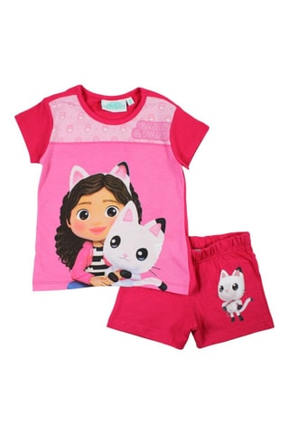 T-shirt en Short Gabby & Pandy The Magic House - Fuchsia - Wit, bruin en zwart