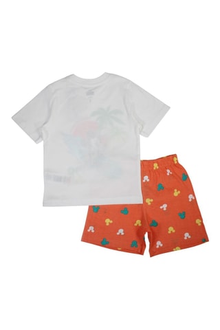 T-shirt en Short Mickey Disney - Oranje en Wit - Wit, groen, geel en oranje
