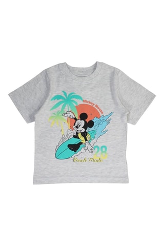 T-shirt en Short Mickey Disney - Lichtgroen en Gemêleerd Lichtgrijs - Wit, groen, geel en grijs