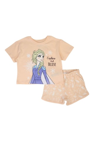 T-shirt en Short Elsa Frozen Disney - Roze - Wit, geel, paars en roze