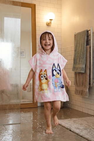 Poncho con capucha Bluey - Rosa