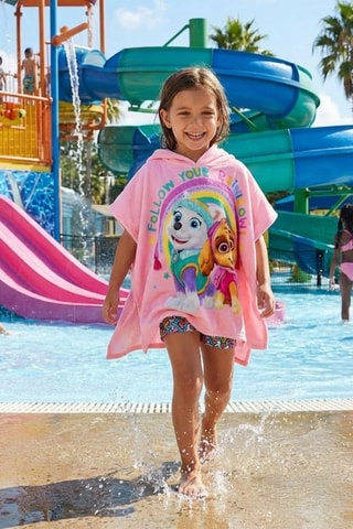 Poncho con capucha La Patrulla Canina - Rosa