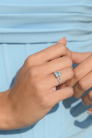 Bague Fleur de Moi - Or blanc, topaze et diamants