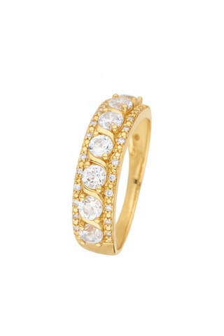 Bague - Or jaune, diamants et topazes