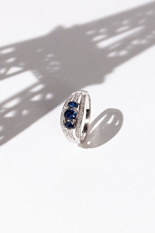 Bague Indus - Or blanc, saphirs et diamants