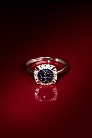 Bague Banjar - Or blanc, diamants et saphirs