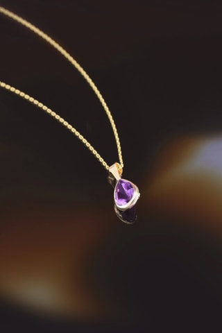 Pendentif Goutte - Or jaune et améthyste