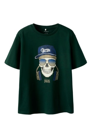 T-shirt em algodão biológico - Verde-escuro - Name It Kids