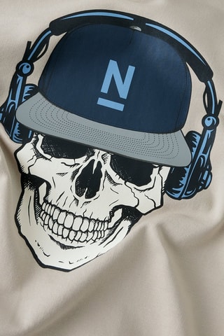 Sweat com capuz em algodão biológico - Bege e azul - Name It Kids