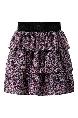 Saia com folhos - Rosa e preto - Name It Kids