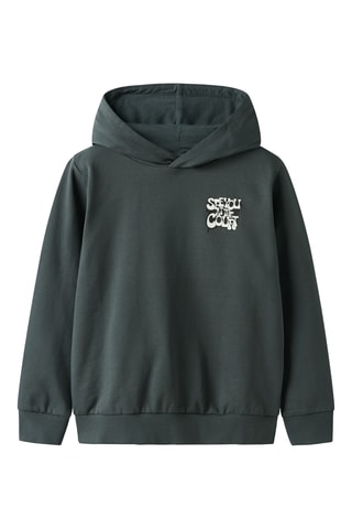 Sweat com capuz em algodão biológico - Verde-escuro - Name It