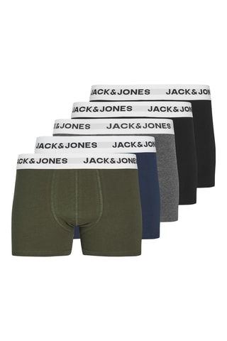 5 boxers em algodão biológico - Caqui, azul e cinzento - Jack & Jones