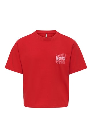 T-shirt em algodão biológico - Vermelho - Kids Only Girl