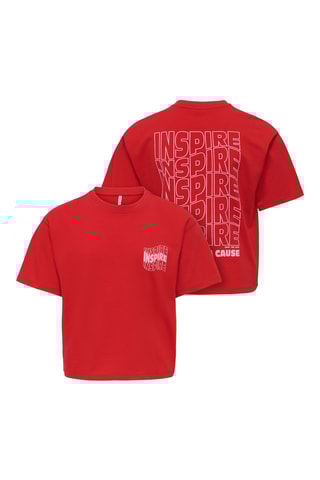 T-shirt em algodão biológico - Vermelho - Kids Only Girl