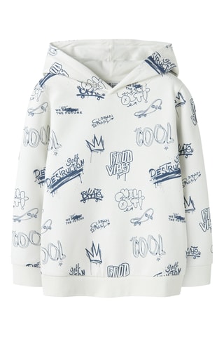 Sweat com capuz - Branco e índigo - Name It