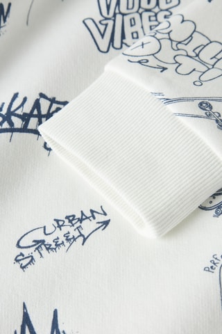 Sweat com capuz - Branco e índigo - Name It