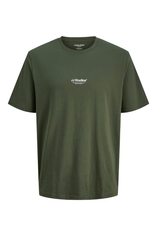 T-shirt em algodão biológico - Verde-escuro - Jack & Jones