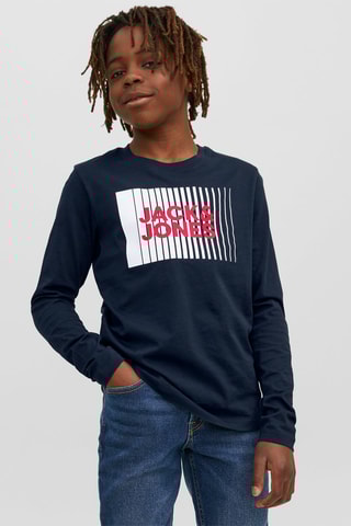 T-shirt em algodão biológico - Azul-marinho - Jack & Jones Junior