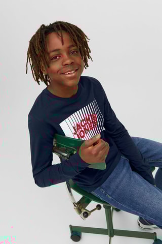 T-shirt em algodão biológico - Azul-marinho - Jack & Jones Junior