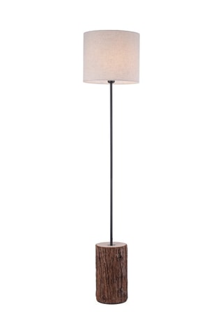 Houten Staanlamp Bruin en Ecru