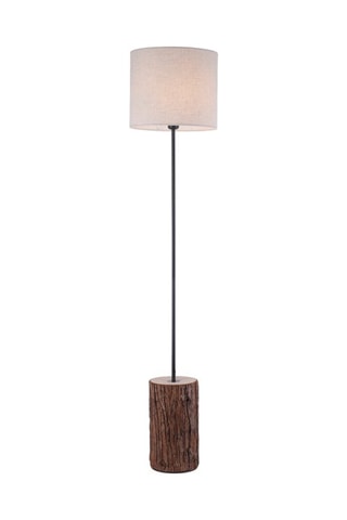Houten Staanlamp Bruin en Ecru