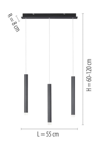 Ledkroonluchter Bruno - Zwart