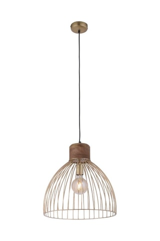 Mangohouten Hanglamp Goudkleurig en Naturel