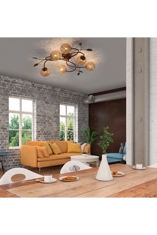 Plafondlamp Greta Roestbruin en Goudkleurig