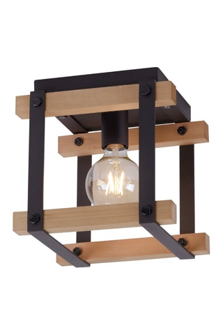 Houten Plafondlamp Edith Naturel en Zwart