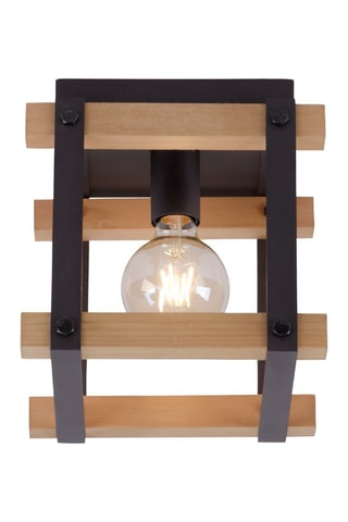 Houten Plafondlamp Edith Naturel en Zwart