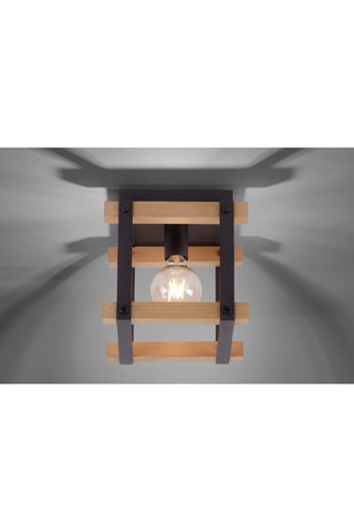 Houten Plafondlamp Edith Naturel en Zwart