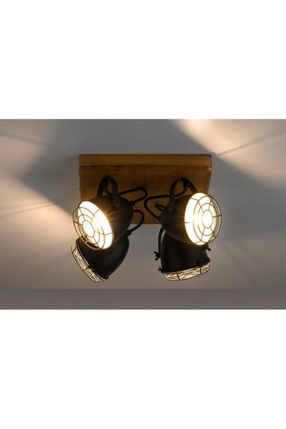 Plafondlamp Zwart en Naturel