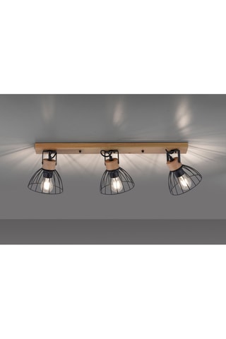 Plafondlamp Lami - Houtimitatie en Zwart